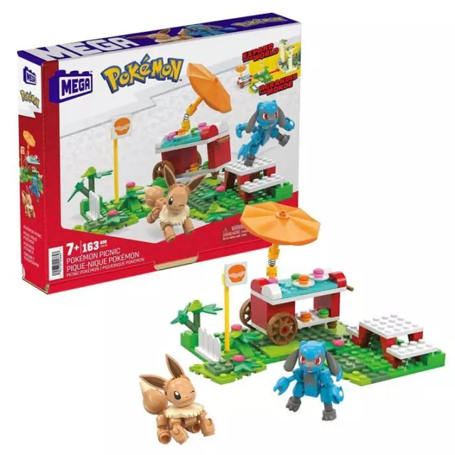 Mega Construx HDL80 - Pokémon Picknick Bauset 193 Teile Evoli und Lucario Spielz