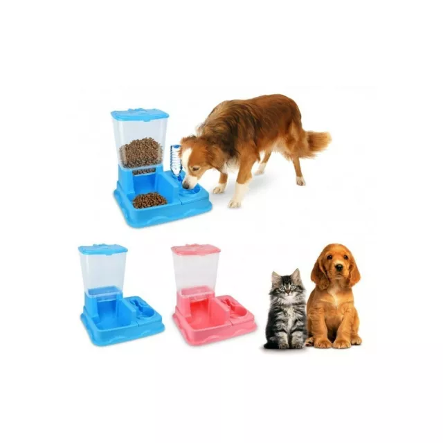 3028 Distributeur automatique de croquettes + eau avec double bol Chien et chat