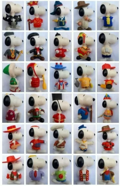 Lot de 5 figurines Snoopy McDonald's - Happy Meal 1999 collection tour du monde