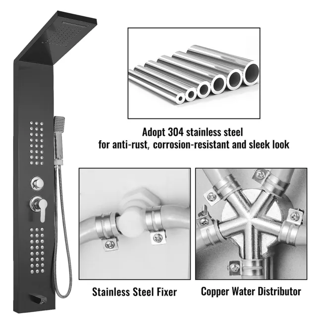 VEVOR Panel de Ducha Columna Ducha 5 en 1 Columna Hidromasaje Acero Inoxidable 2