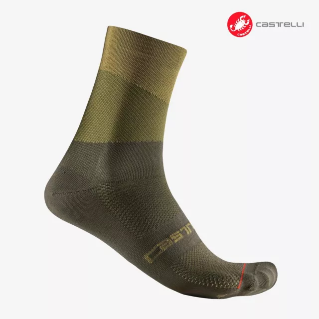 Castelli ORIZZONTE 15 Summer Cycling Socks : SAGE/DEEP GREEN ~ One Pair