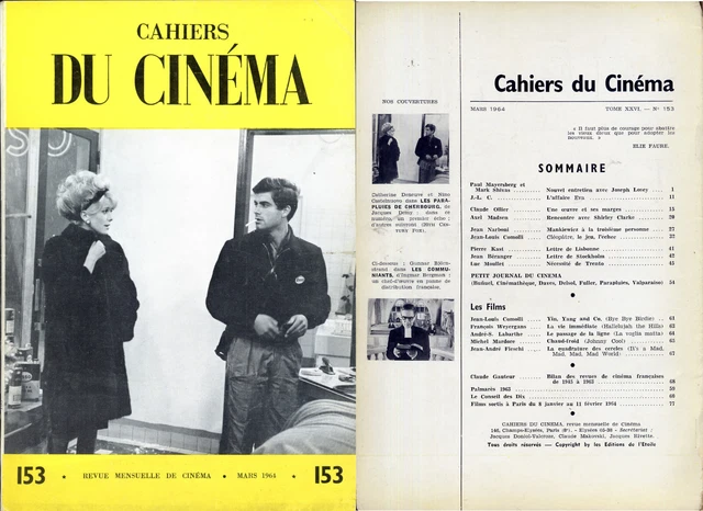 CAHIERS DU CINÉMA N°153 - Joseph Losey/Shirley Clarke... mars 1964 EUR