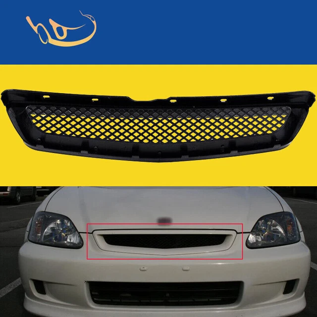 FOR 1999 2000 Honda Civic TypeR Front Bumper Upper Grille Black Mesh