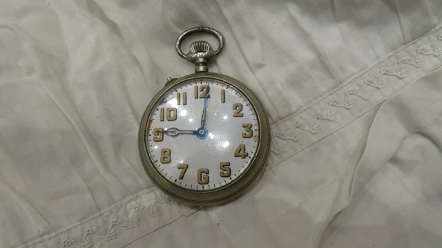 Montre Gousset Ancienne – Argentée, Cadran Blanc, Mécanique Manuelle, NE FONCTIONNE PAS