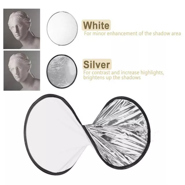 Silver White 2 In1 Reflector Round Photography Light Reflector For Live Lig GS0