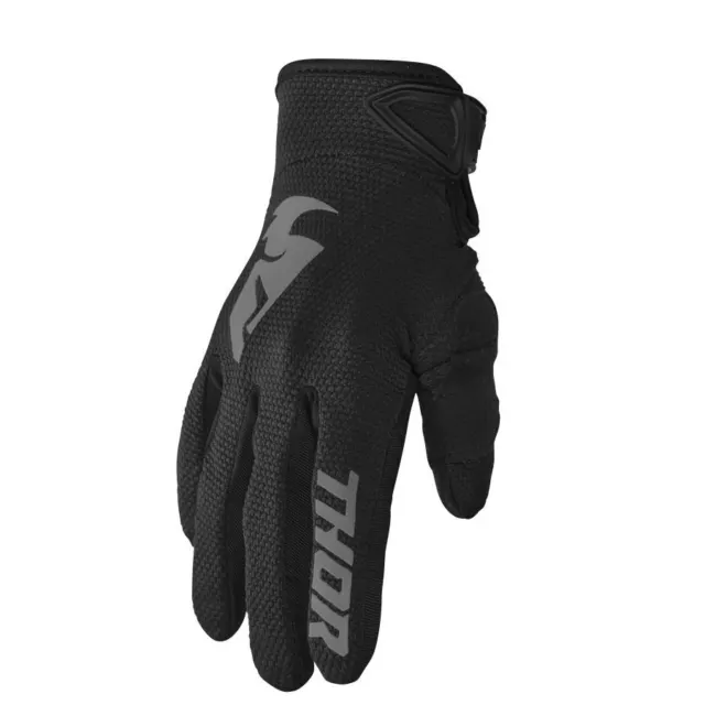 Thor 2024 Youth Sector Black Grey Motocross Gloves Quad MX Kids Junior ATV