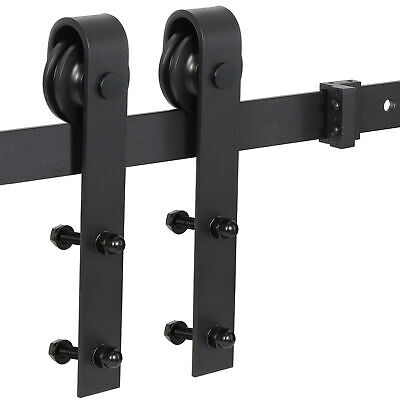 Black 6.6FT Sliding Barn Closet Hang Style Track Rail Door Hardware Kit Durable 4