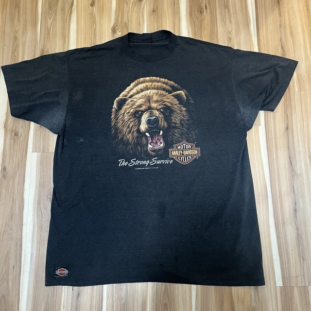 VTG 90S 3D Emblem Harley-Davidson TShirt The Strong Survive  