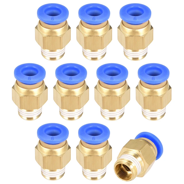 10pz 1/8" maschio G filettatura diritta 6mm innesto giunto connettore pneumatico