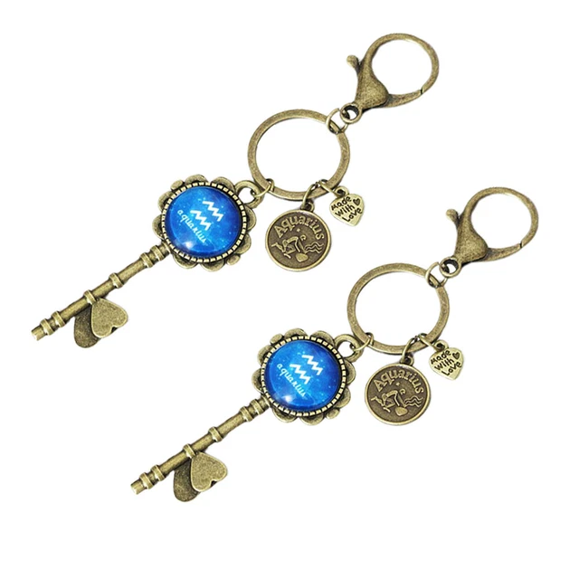 2 Pcs Pendant Keychain DIY Key Chain Accessories Metal Button 12