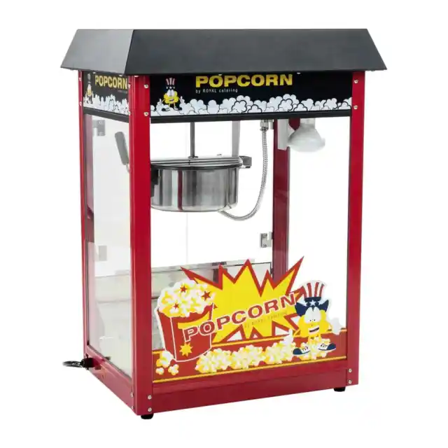 Popcornmaschine Popcornmaker Retro Popcornautomat 1600W 5Kg Dach Schwarz Teflon
