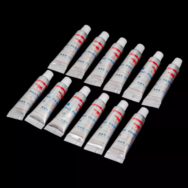 12pcs Diamond Lapping Polishing Compound Paste 5g 0.5 - 40 Micron Tube Metal