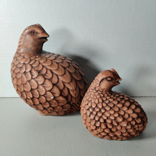Vintage Arner's Quail Brown Ceramic Art Pottery Figurine Pair 1970's