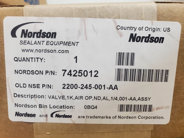 Nordson 7425012 Kiss Dispense Pneumatic Valve 2200-245-001-AA