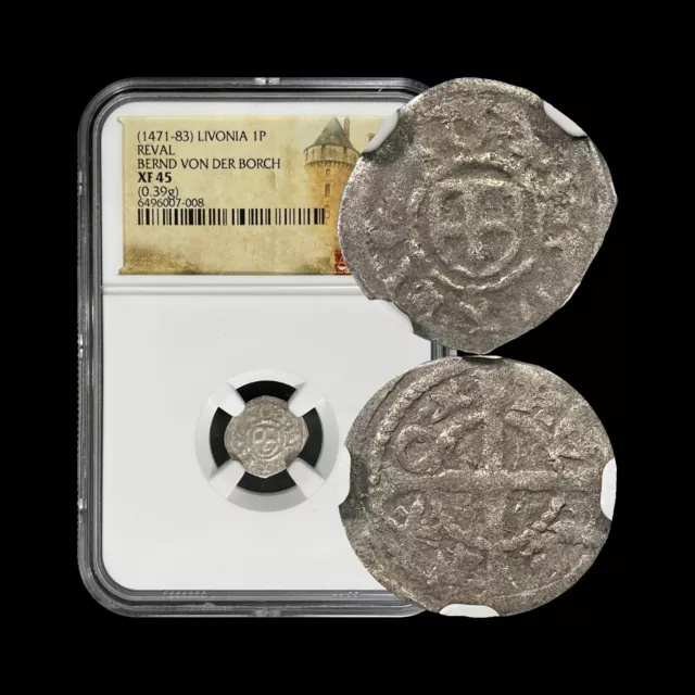 LIVONIA. 1471, Pfennig, Silver - NGC XF45 - Teutonic Order, Reval, Tallinn 008