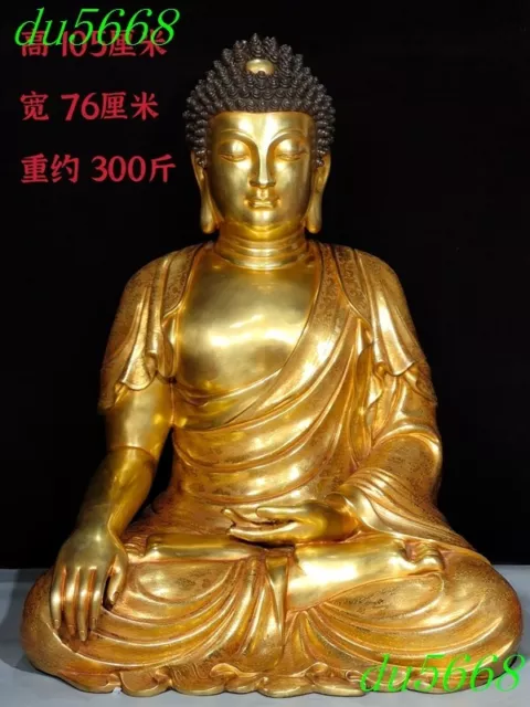 42"Purple copper bronze 24k gold gilt Shakyamuni Sakyamuni Shakya Mani statue