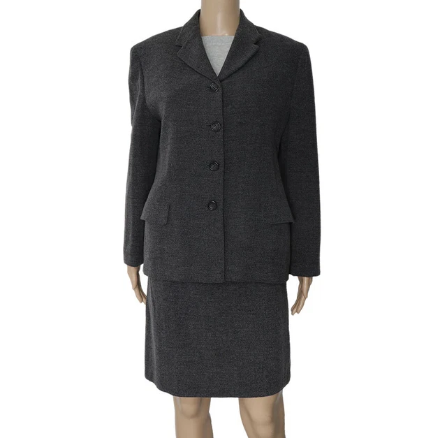 Max Mara Taglia 44IT Misto Lana Completo Tailleur Monopetto Giacca Gonna Donna