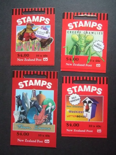 💥4 COMPLETE NEW ZEALAND BOOKLETS with VERY FINE USED STAMP PANES ATTACHED💥