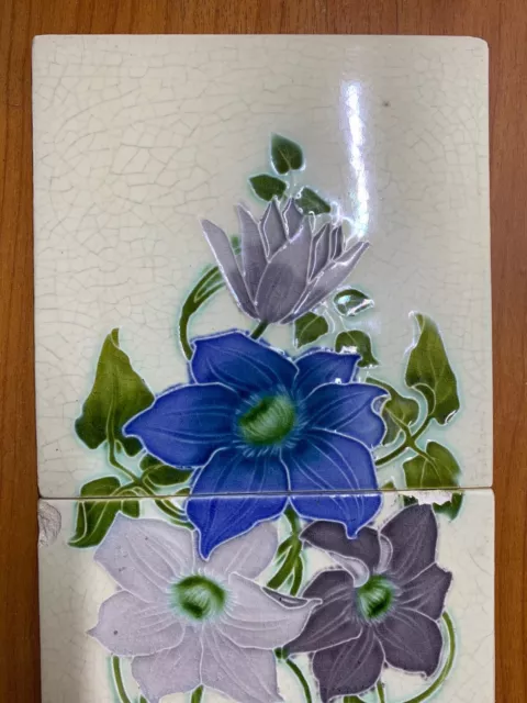 RARE ENGLAND 5 PC TILES SET Art Deco NOUVEAU ANTIQUE VINTAGE FIREPLACE