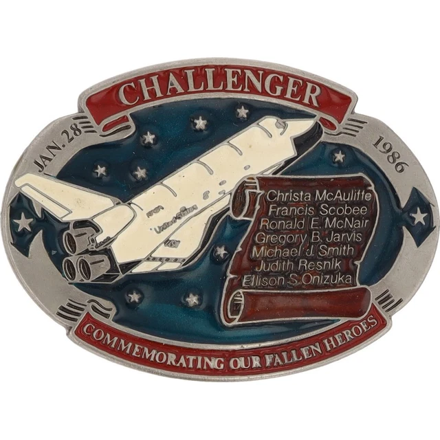 Nasa Spazio Shuttle Challenger Christa Mcauliffe Teacher NOS Vintage Belt Fibbia