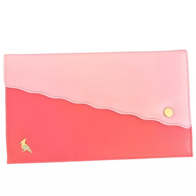 NEW IN BOX - ONE ODD BIRD Luxury Leather Document Portfolio Peony Pink / Orange