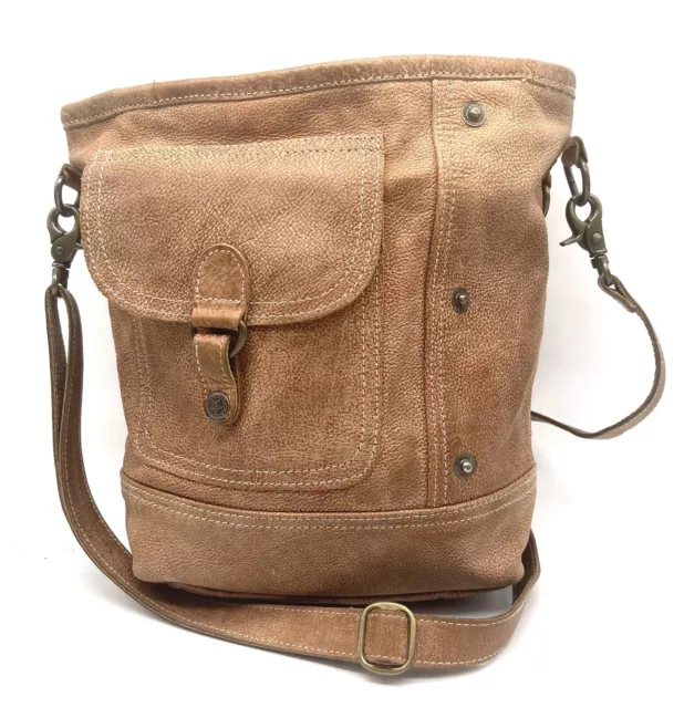 ROWALLAN BROWN DISTRESSED leather small medium crossbody shoulder