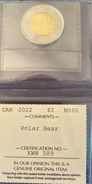 Canada - 2 Dollars - 2022 - Polar Bear - ICCS Certified - MS-66 3