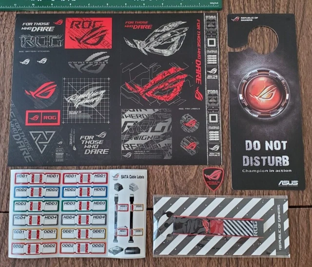 ASUS ROG Republic of Gamers Keychain Sticker Sheet Decal Foil Badge Door Hanger ASUS ROG Republic of Gamers Keychain Sticker Sheet Decal Foil Badge Door Hanger