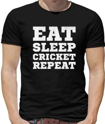 Eat Sleep Cricket Ripetere T-Shirt - Player - Giocatore - Ashes - Sportivo
