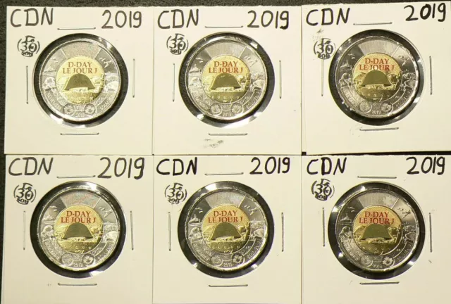2019 Canada $2 D Day Lot of 6 Unc #5677
