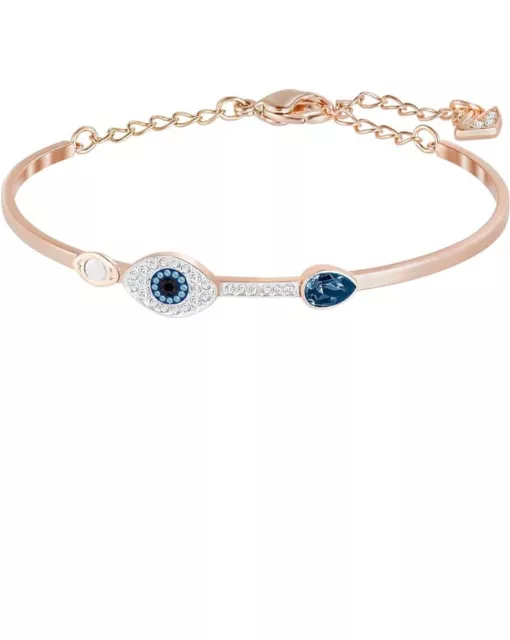Evil Eye Swarovski Crystal Rose Gold plated Bangle Bracelet