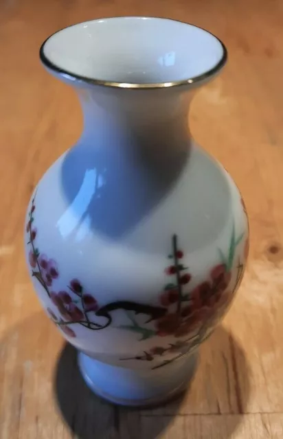 Vase - kleine chinesische Vase - florales Motiv mit Goldrand