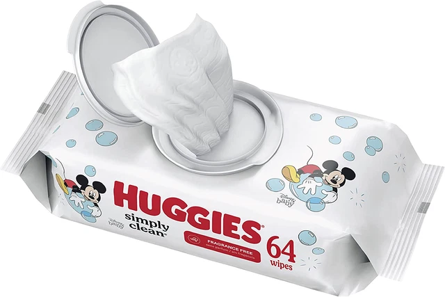 Baby Wipes, Unscented, Huggies Simply Clean Fragrance-Free Baby Diaper Wipes, 1