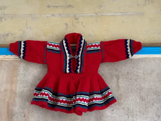 Original Vintage HANDMADE NORDIC Children's SWEATER jumper Sami Lapp style Wool