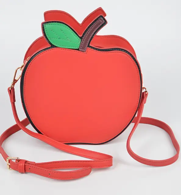 Red Delicious Apple Bag 3D Fruit Purse Adjustable Crossbody Shoulder Cute Clutch