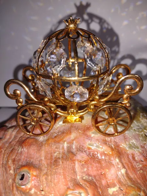 Cinderella Pumpkin Carriage Coach Gold Plated Crystals Figurine Swarovski??