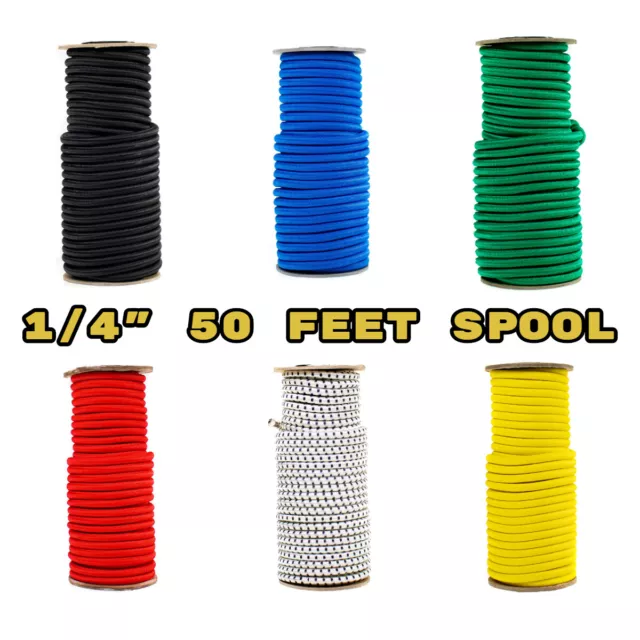 Paracord Planet 1/4 Inch Shock Cord Spools 50 Feet - Bungee Nylon Shock Cord