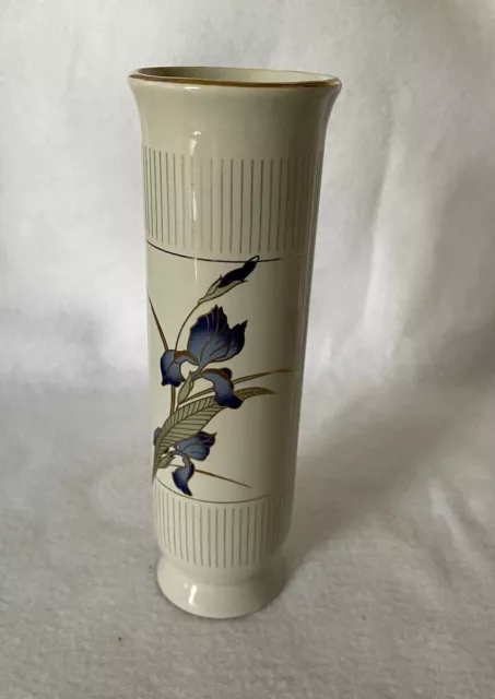 Otagiri Japan Porcelain Oval Vase, Grand Iris Flower Design 6.75" Tall