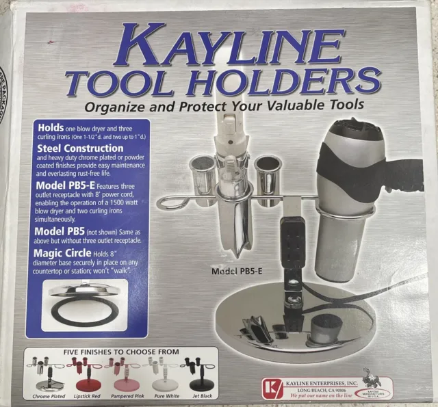 Kayline Styling Tool Holder PB5-E #965426 Holds Dryer & 3 Curling Irons Black