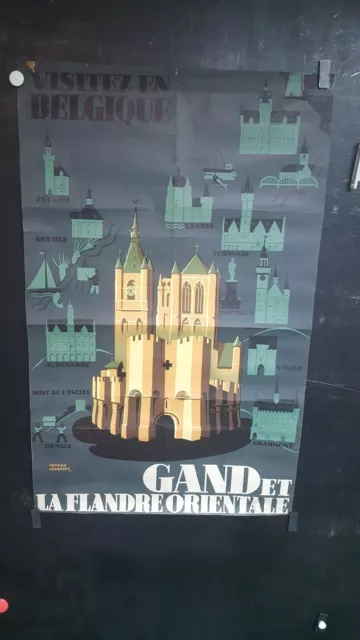 AFFICHE  TOURISME BELGIQUE GAND  DECO vers 1960