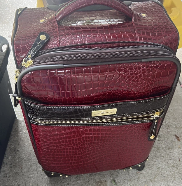 Samantha Brown Luggage Croco  21" Rolling Spinner And Purse Burgundy Brown