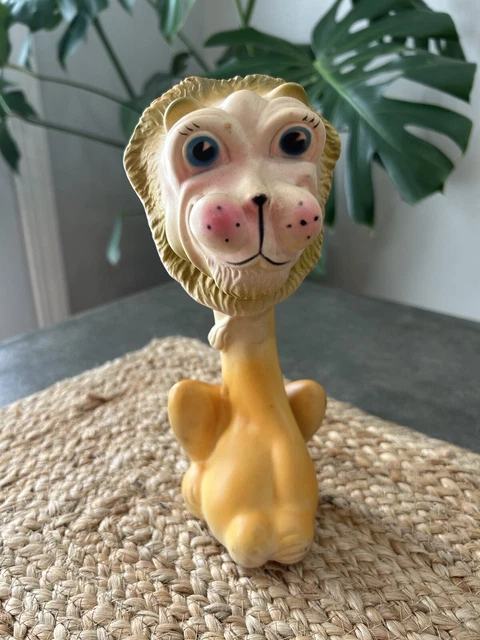 Vintage Rubber Squeak Lion Toy Made In USA 9” Tall Squeaker