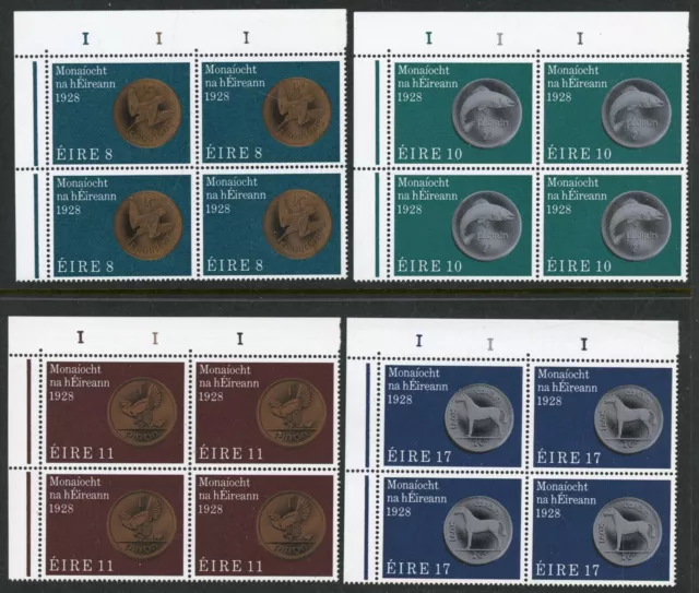 Irlanda 1978 bloques de cilindros de monedas 111, Scott 436-439, Hib C260-C263