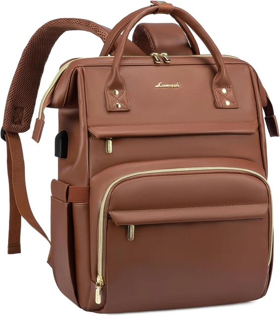 Laptop Backpack for Women Fashion Travel Backpack Purse PU Leather 15.6 Inch Com