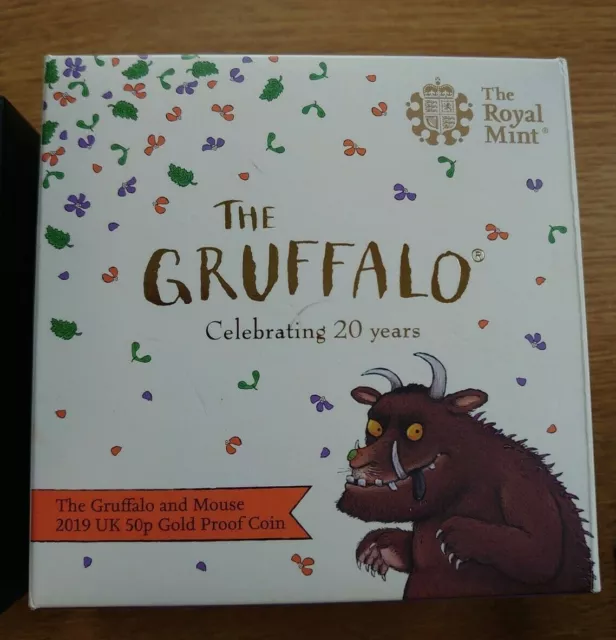 Boxed 2019 Gold Proof 50 Pence Coin Gruffalo And The Mouse With Certification