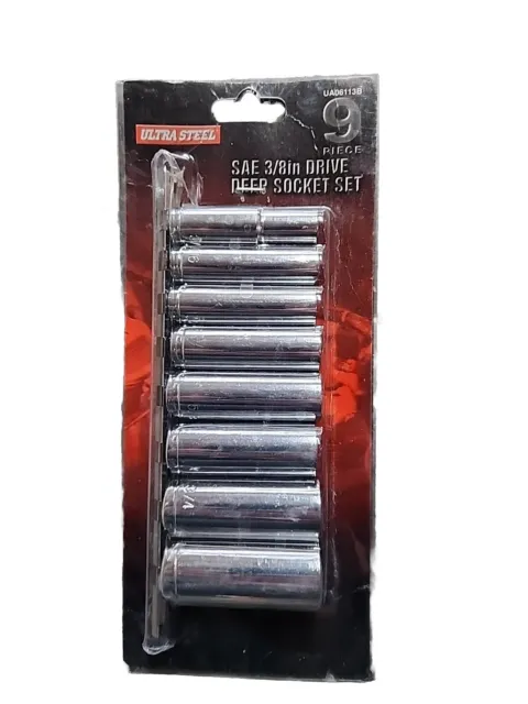 Ultra Steel 9 piece SAE 3/8in Drive Deep Socket Set