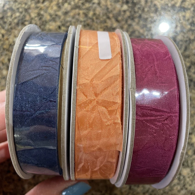 Lote de 3 cintas de unión de costura arrugada Stampin' Up 5/8"" 10 yardas melocotón baya marina