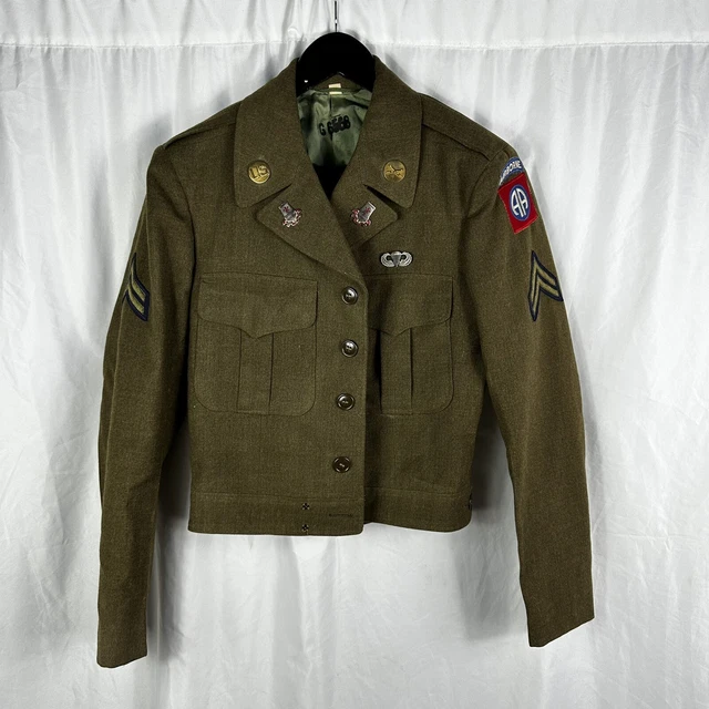 ORG KOREAN WAR US Army 82nd Airborne Ike Jacket w Sterling Clutchback