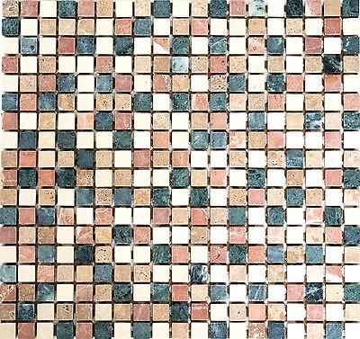 Mosaico de piedra natural beige rosa antracita antiguo baño pared ducha 38-1204_b | 1 estera