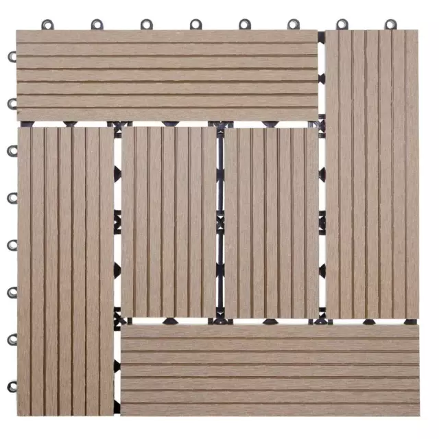 1 m2 WPC baldosas de madera Sarthe, baldosas balcón terraza, teca desplazada 2